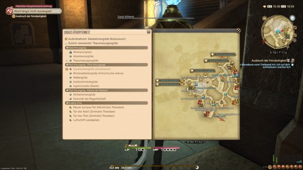FFXIV Lokales Atherytennetz in Ul’dah mit allen Kristallpunkten